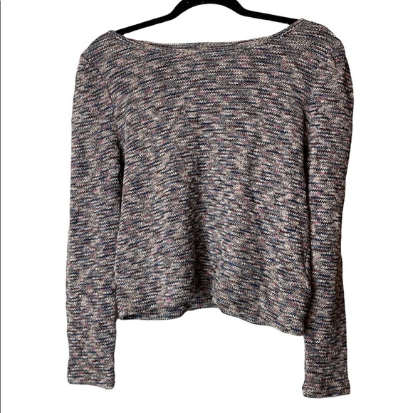 Madewell Women’s Black and Pastel Heathered Crop Knit Sweater Size Small - Picture 1 of 9